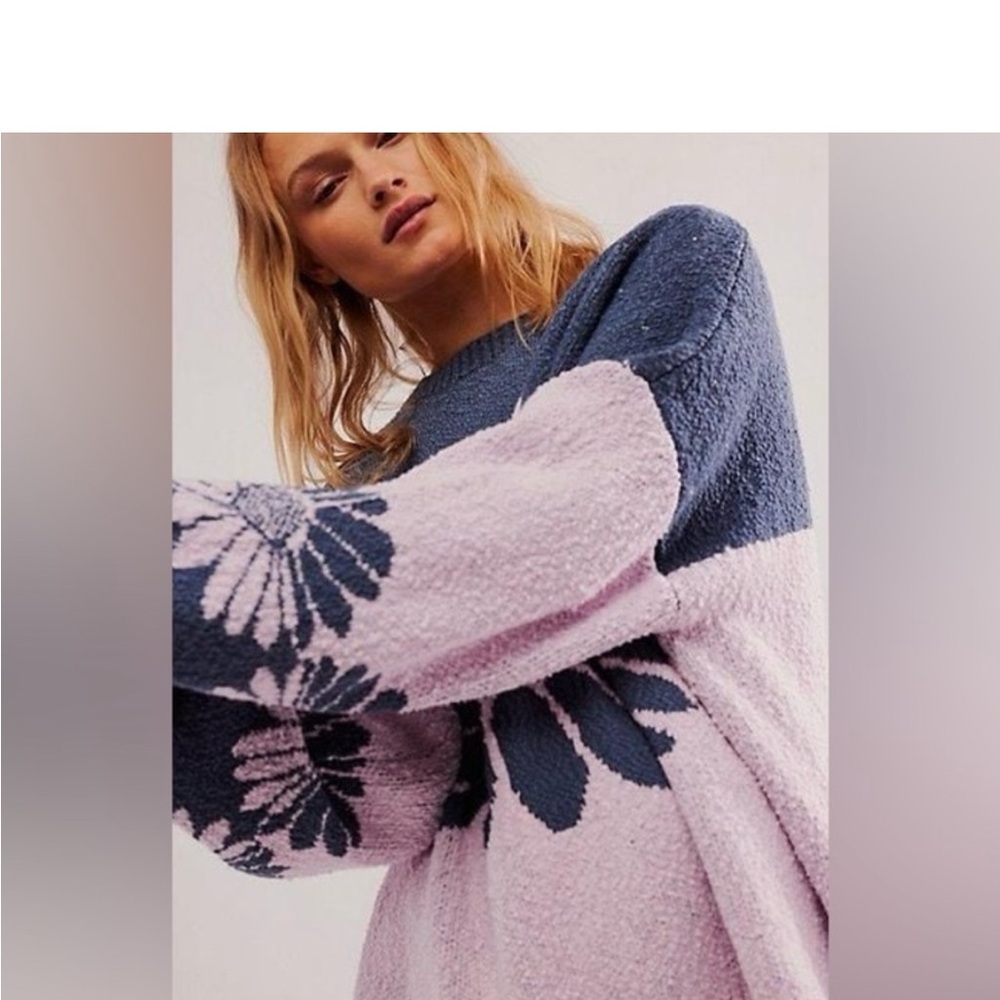 Free People In Bloom Floral Flower Oversized Sweater | Size Large NWT$248 - Picture 4 of 13